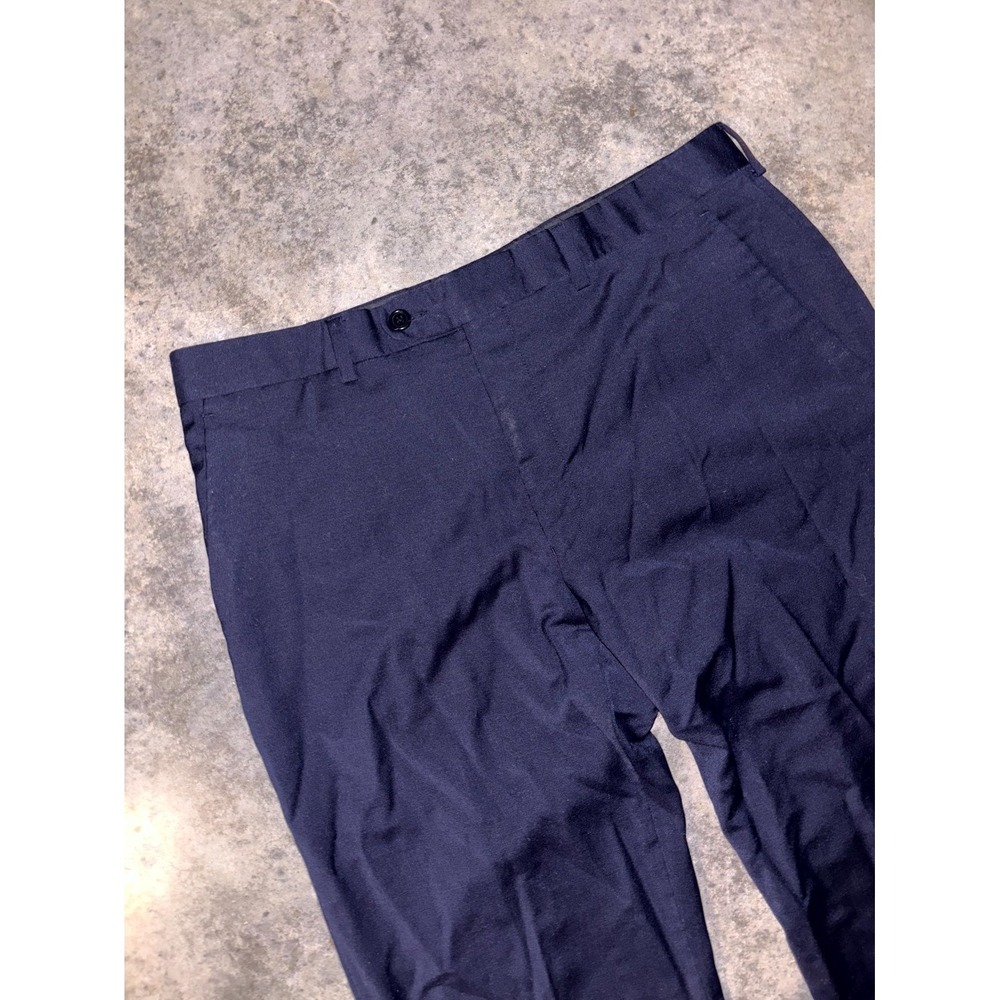 John Varvatos Dress Pants Mens 34 Blue Wool Stretch Flat Front Formal Business